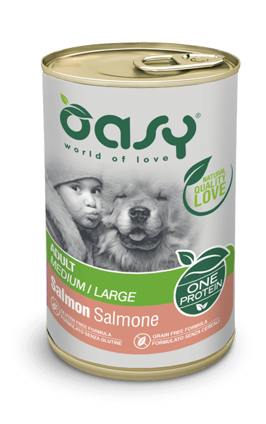 cibo umido per cani adulti one protein salmone oasy