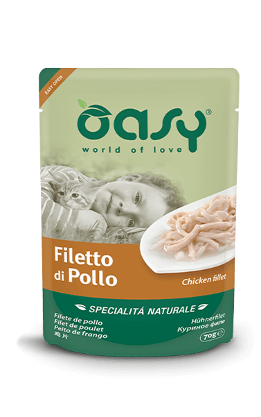 filetto di pollo cibo umido per gatti oasy