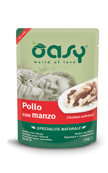 pollo con manzo umido gatti oasy