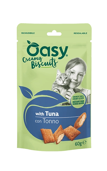 Oasy Creamy Biscuits per gatto - Biscotti cremosi con Tonno