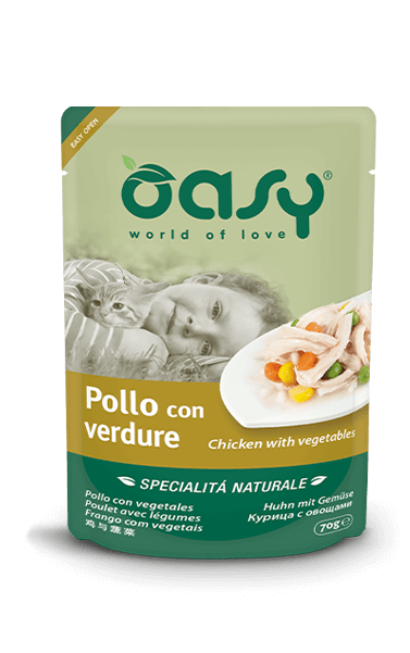 pollo con verdure umido per gatti oasy