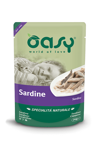 sardine cibo umido naturale per gatti Oasy