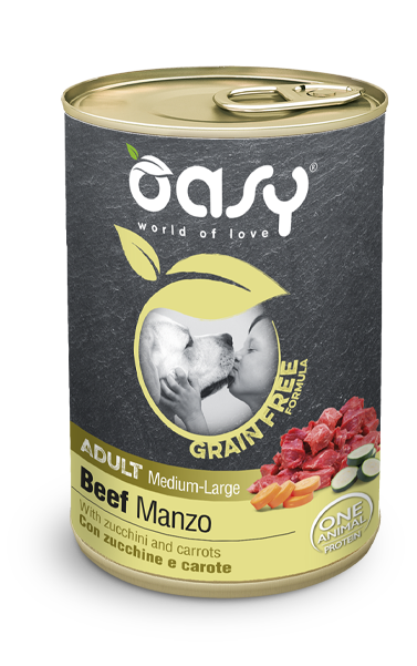 cibo umido per cani adulti grain free manzo oasy
