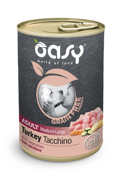 cibo umido per cani adulti grain free tacchino oasy 400gr