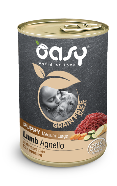 cibo umido per cani cuccioli grain free agnello oasy 400gr