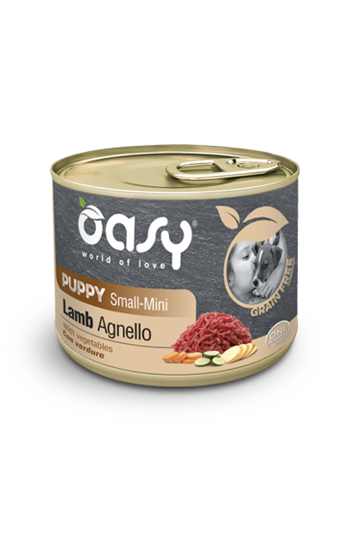 cibo umido per cani cuccioli grain free agnello oasy 200gr