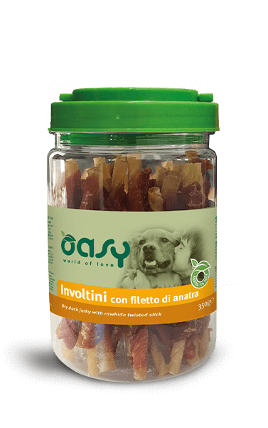 involtini con filetto di anatra - snack per cani oasy