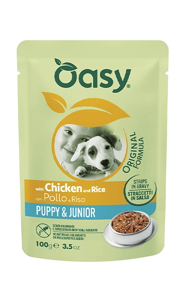 Oasy Original Formula straccetti in salsa puppy&junior con pollo e riso