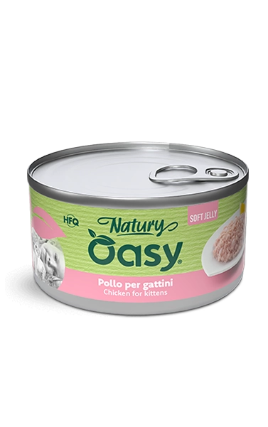 Oasy Natury Soft Jelly - Pollo per gattini - Cibo umido naturale per gatti