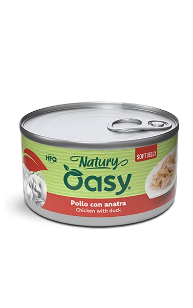 Oasy Natury Soft Jelly - Pollo con anatra - Cibo umido naturale per gatti