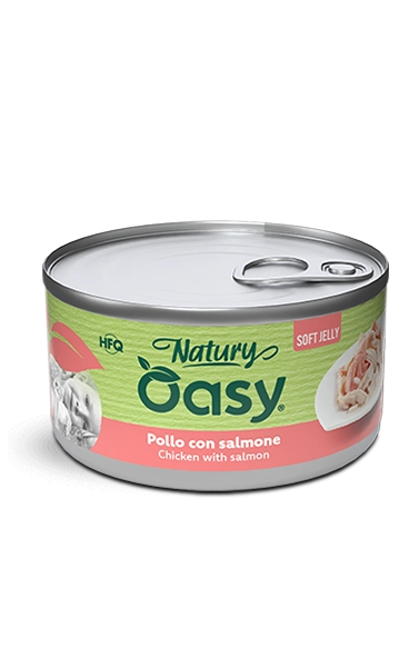 Oasy Natury Soft Jelly - Pollo con salmone - Cibo umido naturale per gatti