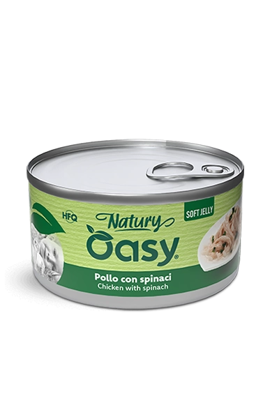 Oasy Natury Soft Jelly - Pollo con spinaci - Cibo umido naturale per gatti