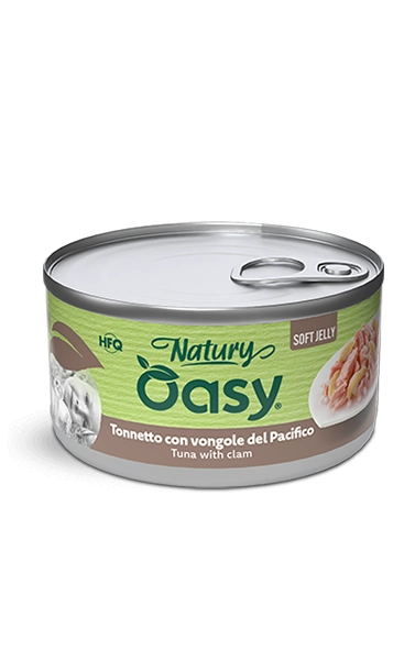 Oasy Natury Soft Jelly - Tonnetto con vongole del pacifico - Cibo umido naturale per gatti