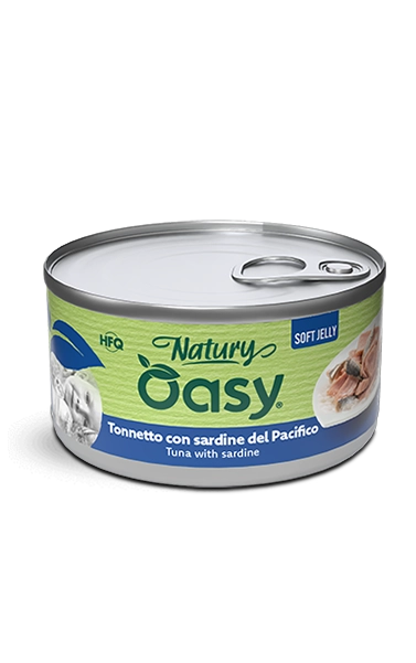 Oasy Natury Soft Jelly - Tonnetto con sardine del Pacifico - Cibo umido naturale per gatti