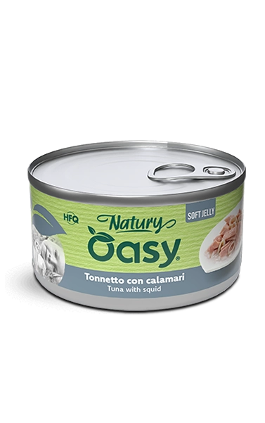 Oasy Natury Soft Jelly - Tonnetto con calamari - Cibo umido naturale per gatti