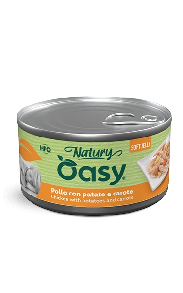 Oasy Natury Soft Jelly - Pollo con patate e carote - Cibo umido naturale per cani