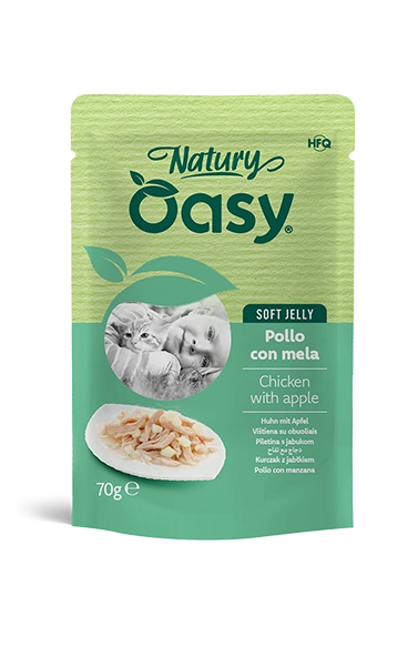 Oasy Natury Soft Jelly - Pollo con mela - Cibo umido naturale per gatti