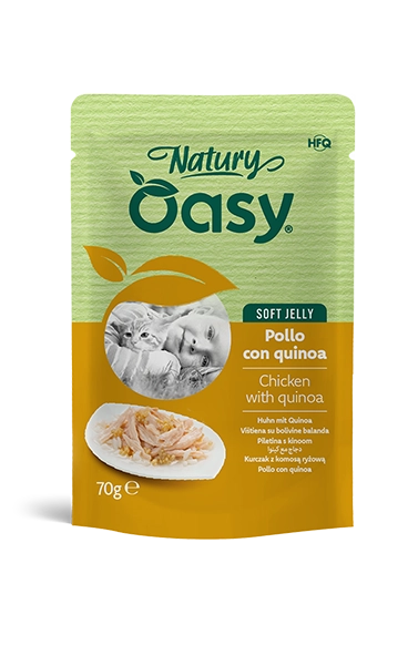 Oasy Natury Soft Jelly - Pollo con quinoa - Cibo umido naturale per gatti