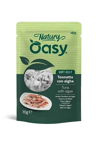 Oasy Natury Soft Jelly - Tonnetto con alghe - Cibo umido naturale per gatti