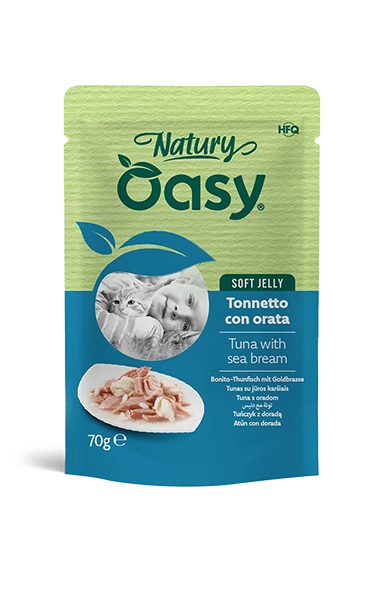 Oasy Natury Soft Jelly - Tonnetto con Orata - Cibo umido naturale per gatti