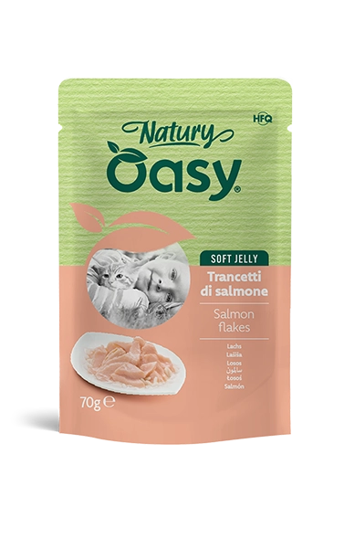 Oasy Natury Soft Jelly - Trancetti di Salmone - Cibo umido naturale per gatti