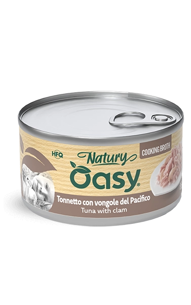 Oasy Natury Cooking Broth - Tonnetto con vongole del Pacifico - Cibo umido naturale per gatti