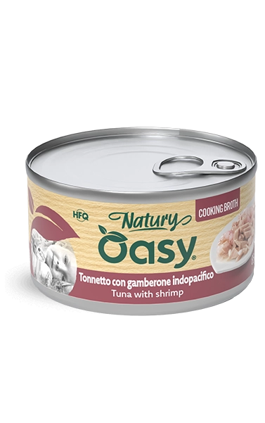 Oasy Natury Cooking Broth - Tonnetto con gamberone indopacifico - Cibo umido naturale per gatti