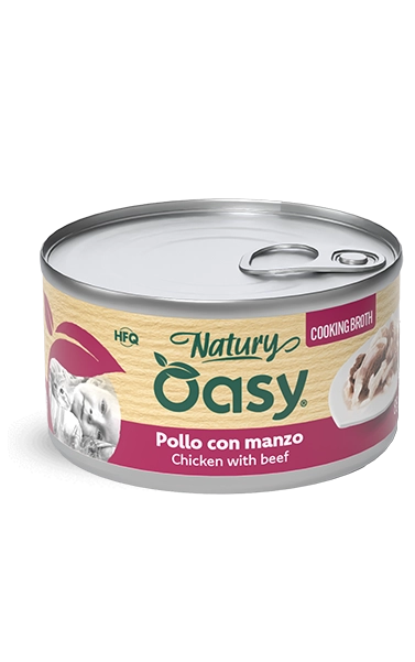 Oasy Natury Cooking Broth - Pollo con manzo - Cibo umido naturale per gatti