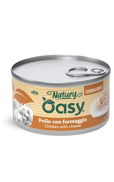 Oasy Natury Cooking Broth - Pollo con formaggio - Cibo umido naturale per gatti