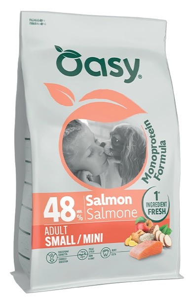 Cibo secco monoproteico Oasy per cani adulti taglia piccola gusto salmone