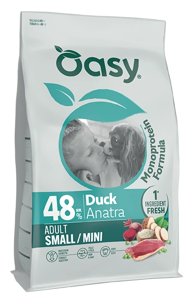 Cibo secco monoproteico Oasy per cani adulti taglia piccola gusto anatra