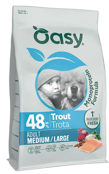 Cibo secco monoproteico Oasy per cani adulti taglia media/grande gusto trota
