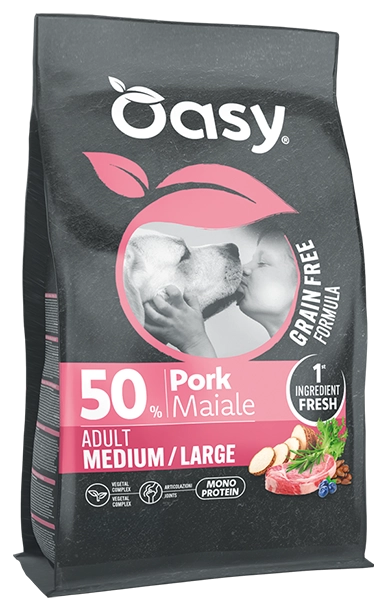 Oasy Grain Free Formula Adult Medium/Large Maiale