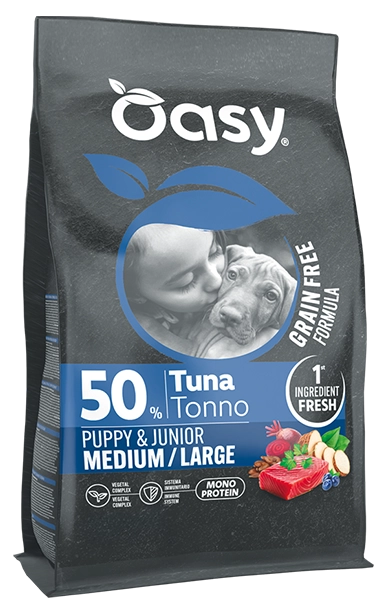 Oasy Grain Free Formula cane Puppy Medium/Large Tonno