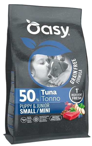 Oasy Grain Free Formula cane Puppy Small/Mini Tonno