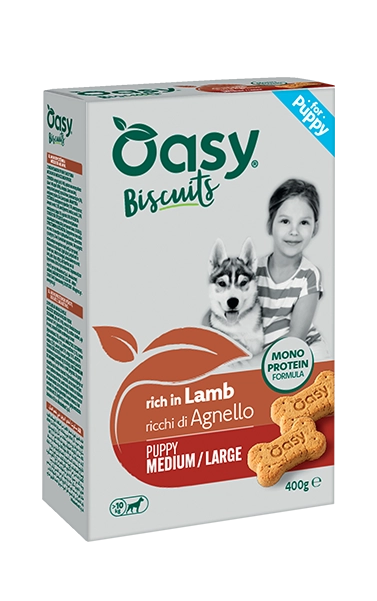 Monoprotein Biscuits - Biscotti monoproteici per cuccioli di taglia media e grande ricchi di agnello - Oasy