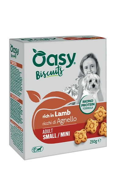 Monoprotein Biscuits - Biscotti monoproteici per cani adulti di taglia piccola ricchi di agnello - Oasy