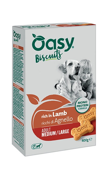 Monoprotein Biscuits - Biscotti monoproteici per cani adulti di taglia media e grande ricchi di agnello - Oasy