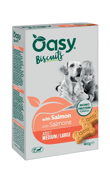 Monoprotein Biscuits - Biscotti monoproteici per cani adulti di taglia media e grande con salmone - Oasy