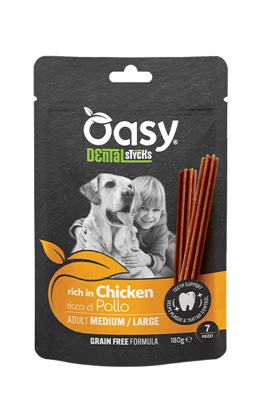 Grain Free Formula Dental Stycks - Snack per cani adulti di taglia media e grande ricco di pollo